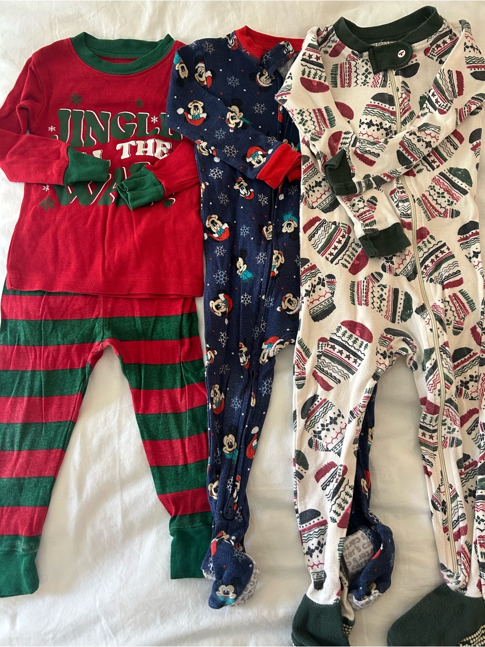 Bundle of Three Baby Toddler Christmas Pajamas 18M
